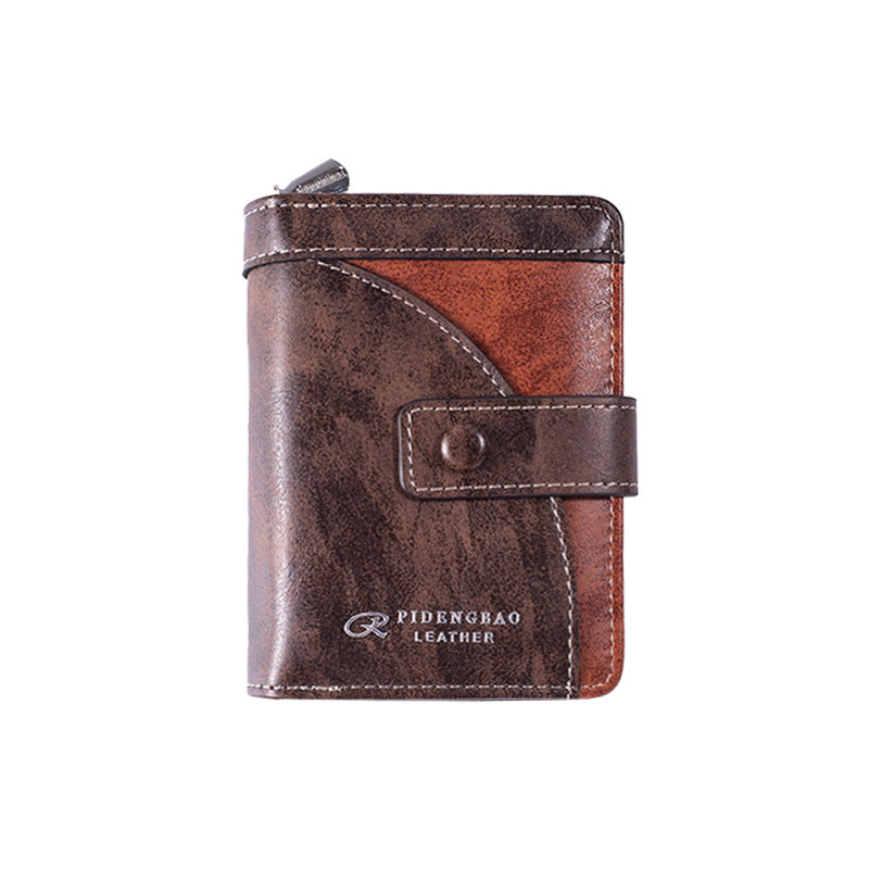 🔥🔥【Disponible en 3 colores】 Cartera de hombre de cuero genuino estilo retro, hecha a mano, con cremallera y ranura para varias tarjetas.