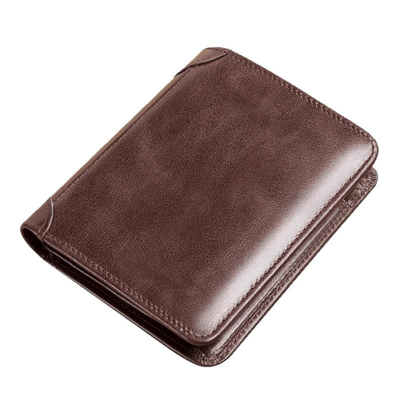 👝【2 piezas】✨ Nueva cartera antirrobo de cuero genuino para hombre