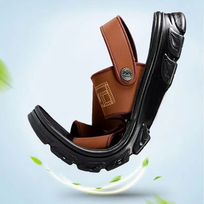 🐂【50% sleva】【38-47】Nové pánské kožené plážové sandály s tlustou podrážkou_4312856