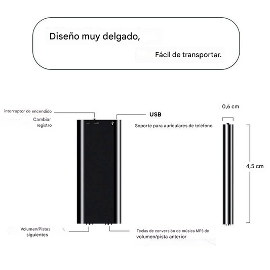 【32GB】Mini grabadora de voz con activación por voz inteligente