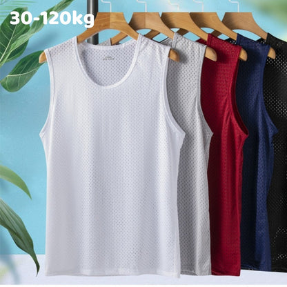 🔥🔥【Compre 1 y obtenga 1 gratis】【30-120kg】Camiseta informal de seda helada para hombre ✅ Ligera, transpirable y de secado rápido.