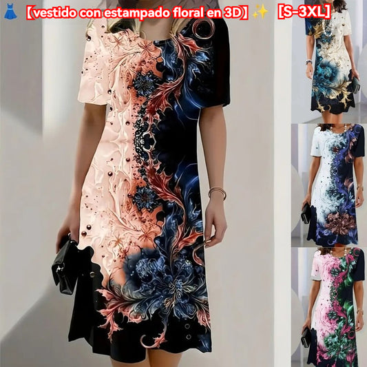 👗 ✨【S-3XL】Vestido casual de verano para mujer con estampado floral tridimensional