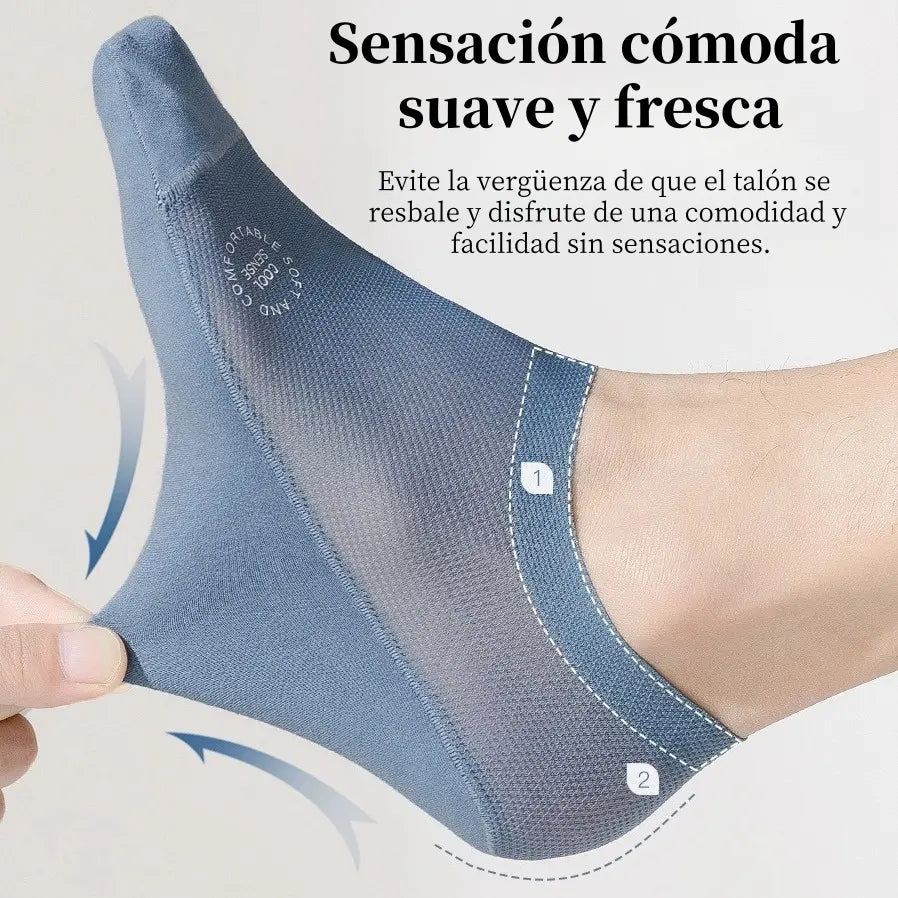 🧦Paquete de 6 pares🧦 Calcetines invisibles para hombre: ¡Frescos, antideslizantes, transpirables y aptos para todas las estaciones!