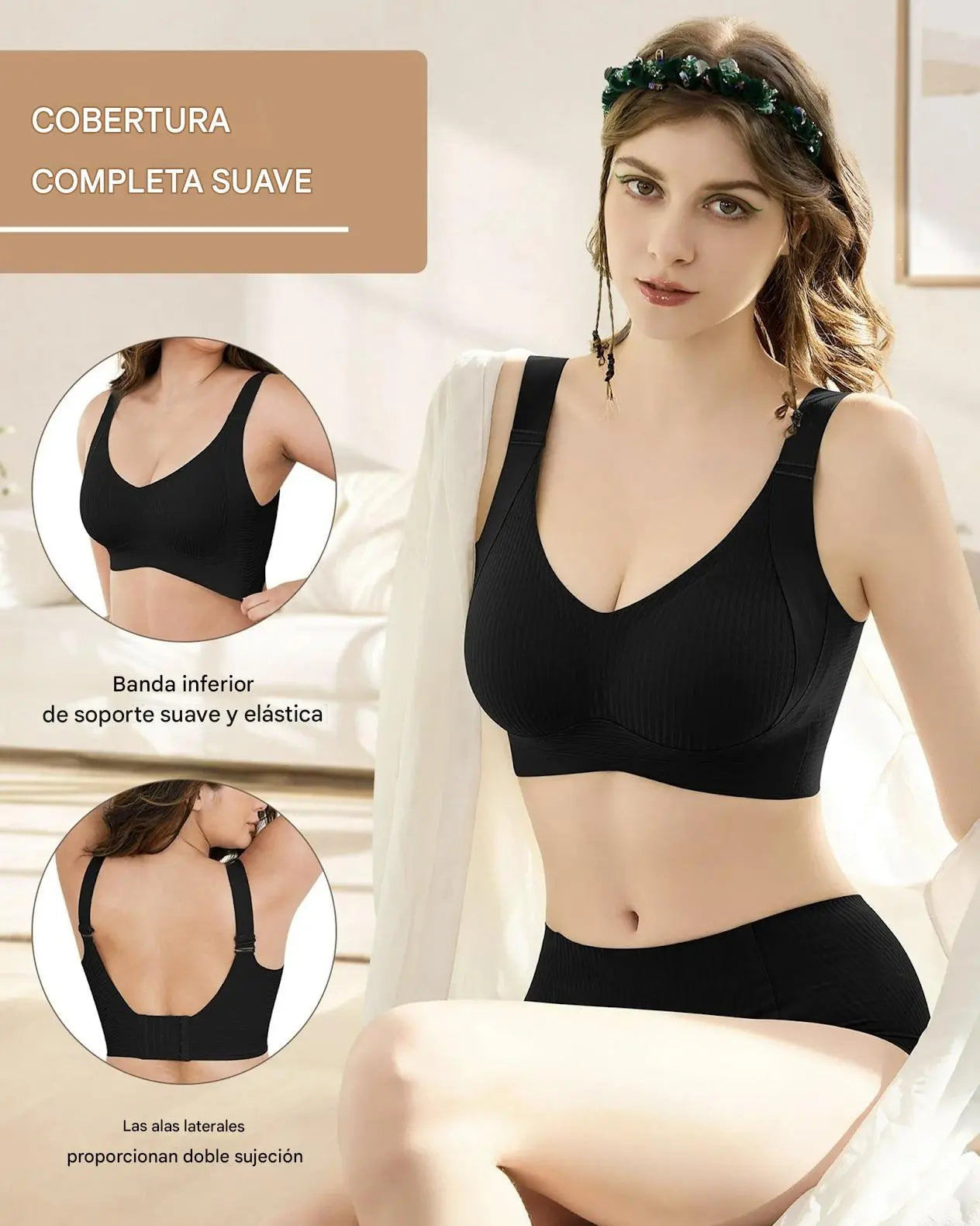 🧊[Paquete de 4] 🍃Sujetador de una pieza sin costuras ni aros para mujer - Transpirable y sin sudor ❤️ [40–95 kg]