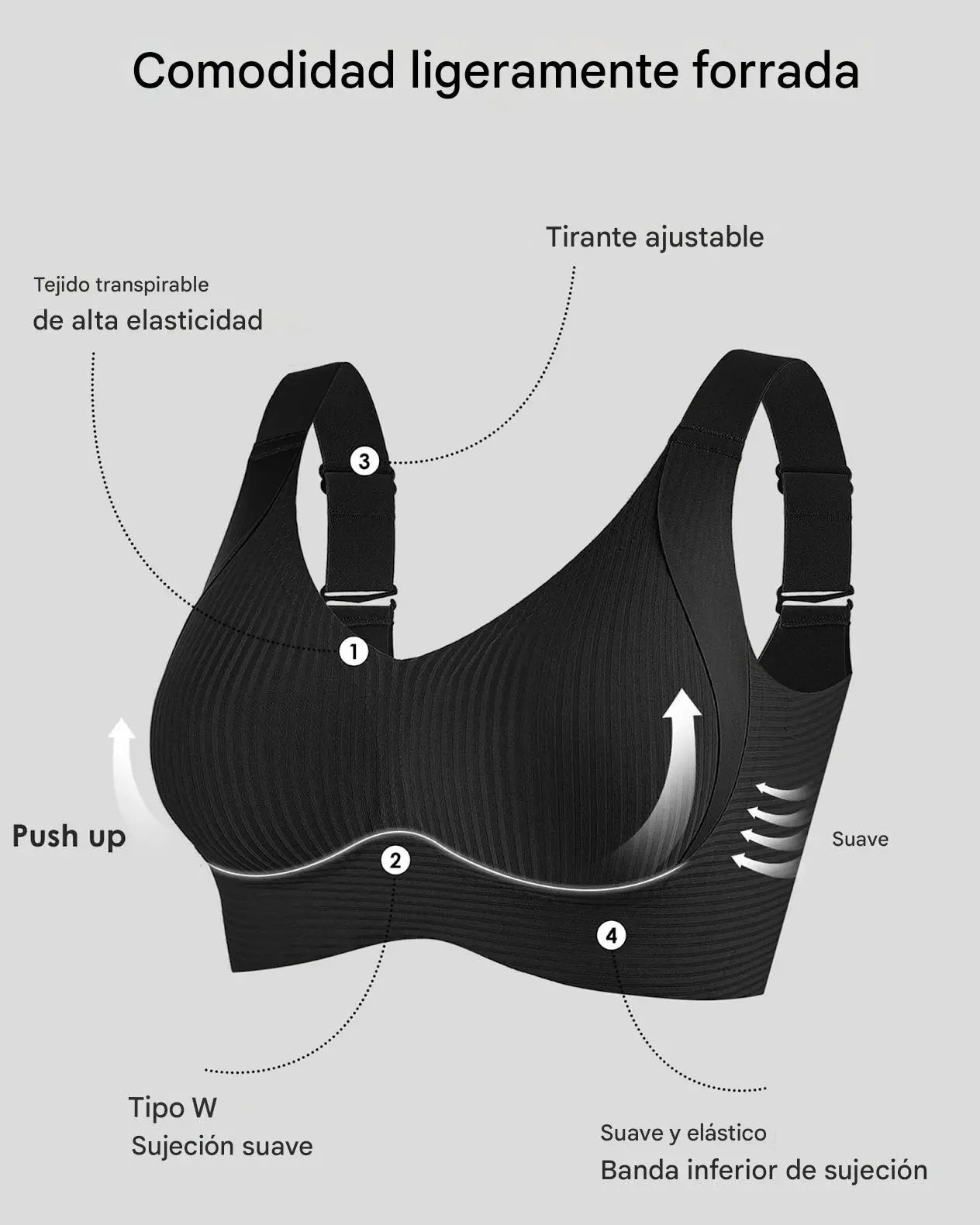 🧊[Paquete de 4] 🍃Sujetador de una pieza sin costuras ni aros para mujer - Transpirable y sin sudor ❤️ [40–95 kg]