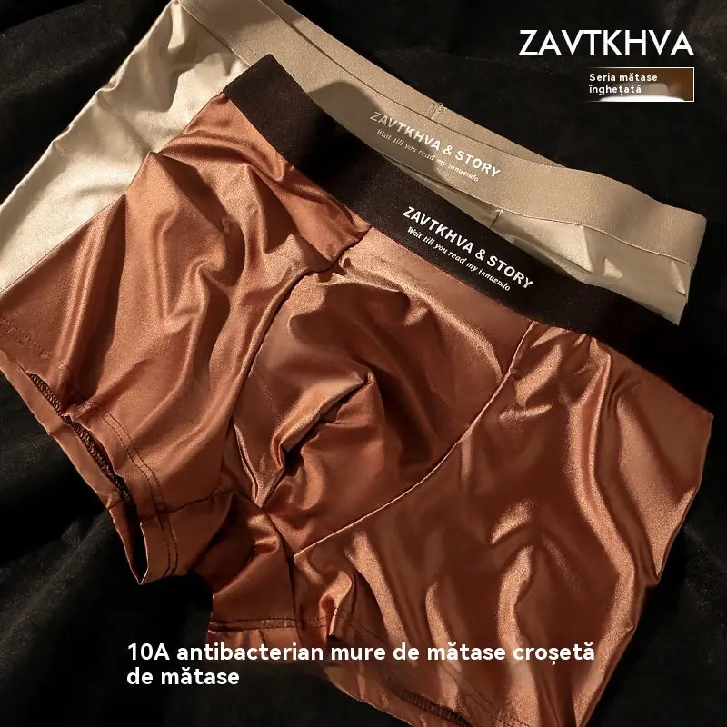 🔥🩲【6 piezas】Ropa interior masculina nueva, seda helada, verano, transpirable, bóxers, satén, ropa interior masculina