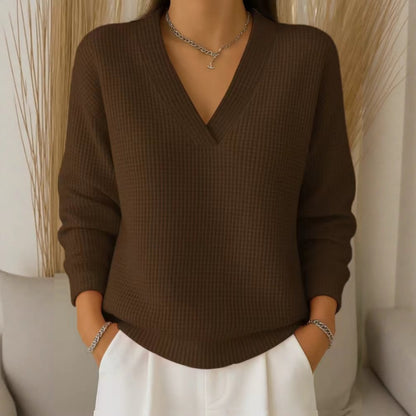 🔥Oferta especial de otoño【S-3XL】2026 Elegante y cómoda blusa de punto con cuello en V para mujer