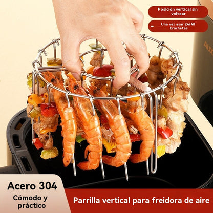 🍖🍗Parrilla de acero inoxidable 304 con 24 brochetas para horno freidora de aire