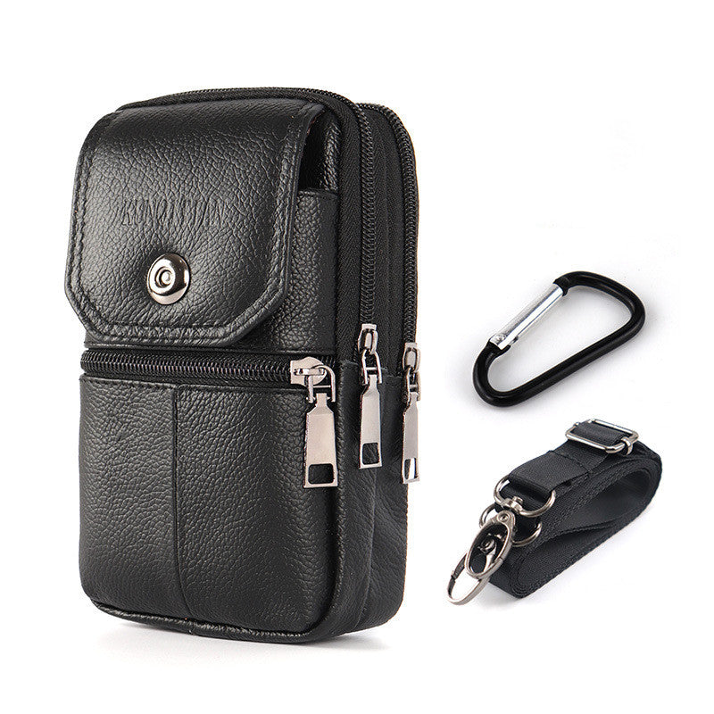 Riñonera/bolso para teléfono móvil de estilo retro para hombre, confeccionado en piel de vacuno de grano superior seleccionada, resistente al desgaste e impermeable.