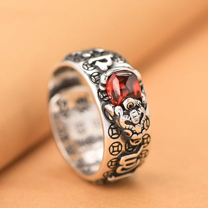 🔥💖Anillo de plata 999, estilo retro unisex con amuleto de la suerte Pixiu, fuerte y de moda._4247208
