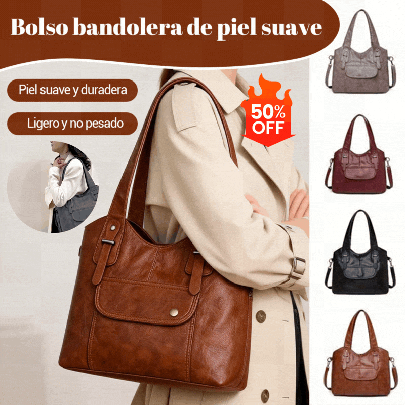 📢 ¡Oferta Limitada! 👜 Bolso de Hombro Vintage en Piel Auténtica - Elegancia Retro