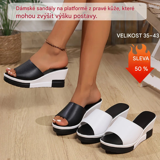 💖【36-43】Dámské sandály na platformě, vyrobené z pravé kůže, pro zvýšení výšky postavy