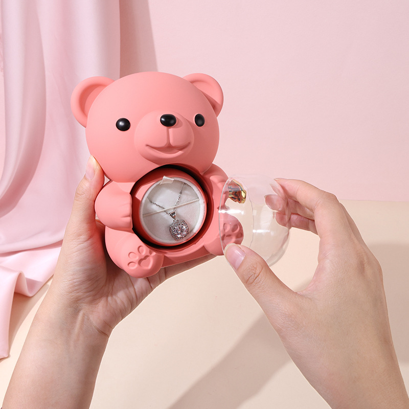✨Adorable osito de peluche con rosa preservada - Osito de peluche decorado con una rosa real, en una hermosa caja de regalo - Regalo romántico para el Día de la Madre, bodas, aniversarios, despedidas de soltera, Navidad y San Valentín.