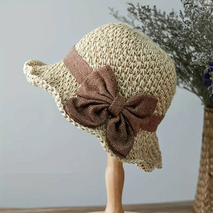 🎀 50% DE DESCUENTO 👒 | Sombrero de paja con lazo retro – Plegable y transpirable para el verano