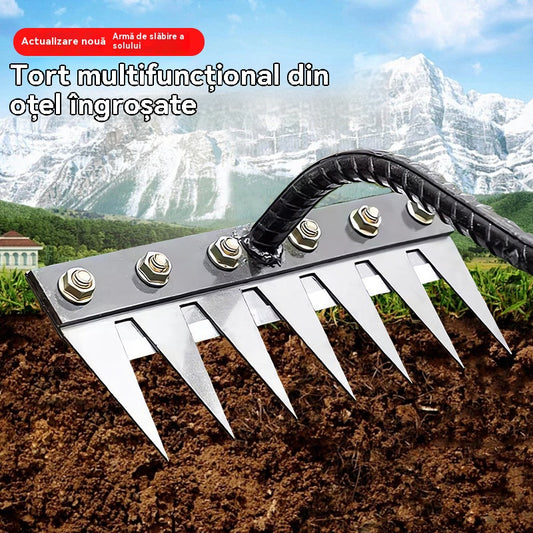 ⛏️🌱Artefacto de deshierbe con azada para excavar en agricultura, cultivo de hortalizas, herramienta para aflojar el suelo, rastrillo de acero feroz, rastrillo de clavos