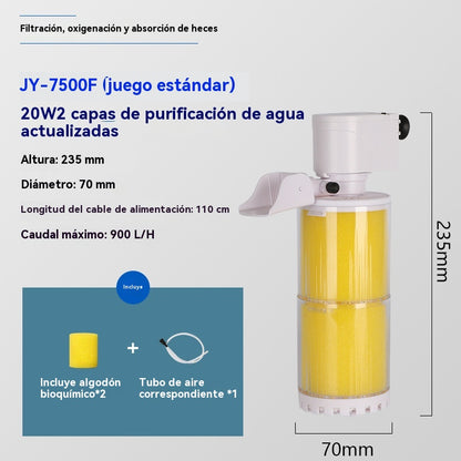 🐟Sistema de circulación de agua de acuario con filtro 3 en 1, funcionamiento silencioso.