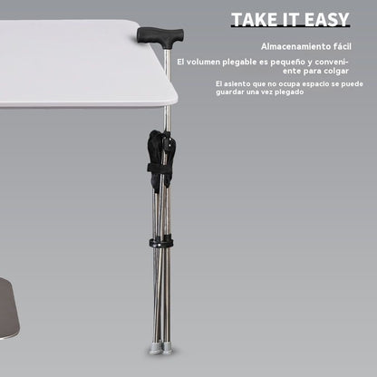 ✨Bastón plegable 2 en 1 con silla, Las muletas son anticaídas, plegables y portátiles✅Bastones de trekking telescópicos