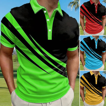 👔【S-6XL】Nueva camisa polo de verano para hombre con estampado 3D a rayas