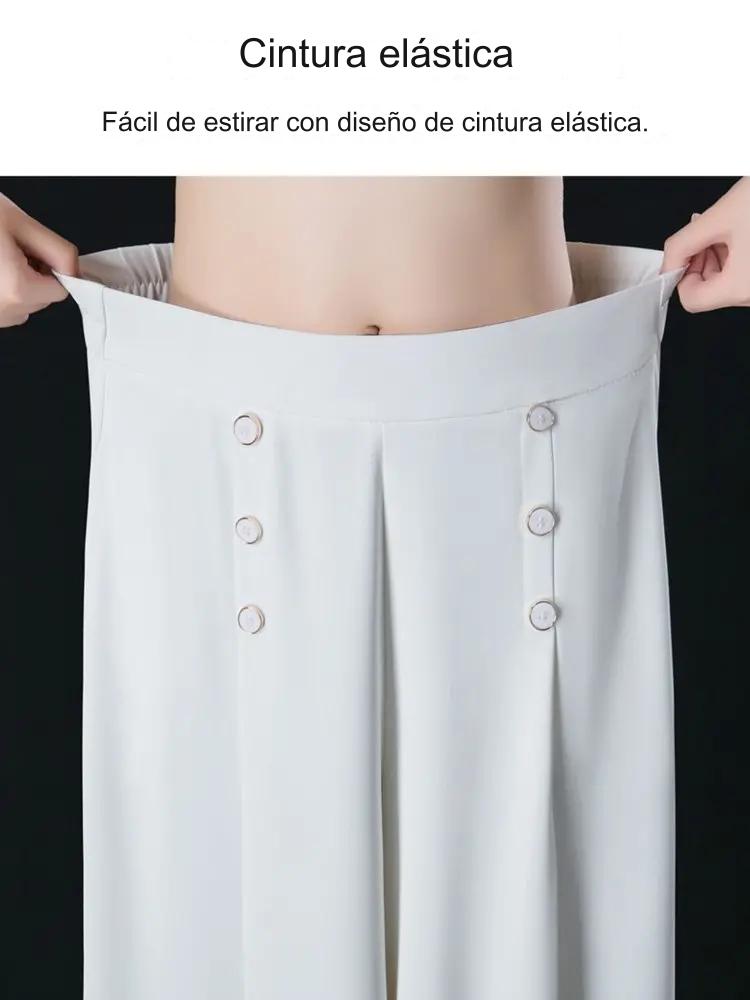 🔥Falda de pantalón de pierna ancha y cintura alta drapeada a la moda para mujer