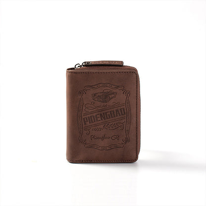 🔥🔥【Disponible en 4 colores】 Cartera de hombre de cuero genuino estilo retro, hecha a mano, con cremallera y ranura para varias tarjetas.