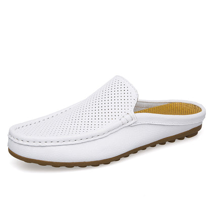 ✨【Cantidad limitada】👞【Tallas 39-45】Nuevas pantuflas de hombre de cuero genuino, cómodas y transpirables, hechas a mano.4275907