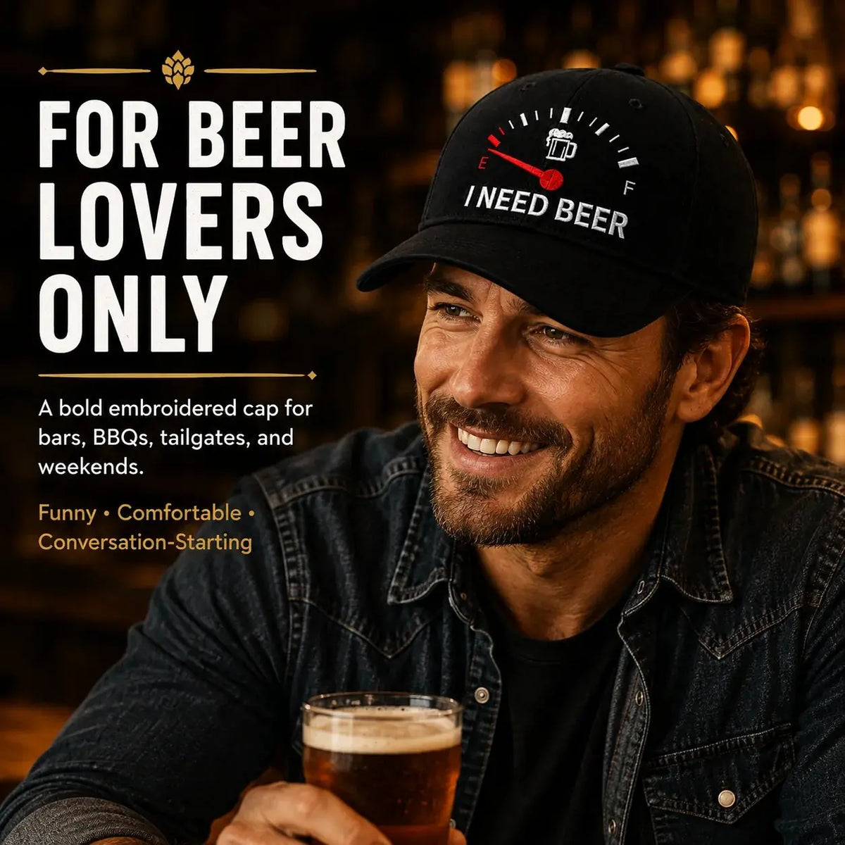 🔥 ÚLTIMO DÍA CON 50% DE DESCUENTO - 🍺 Gorra bordada "I NEED BEER" - Gorra conmemorativa unisex 🧢
