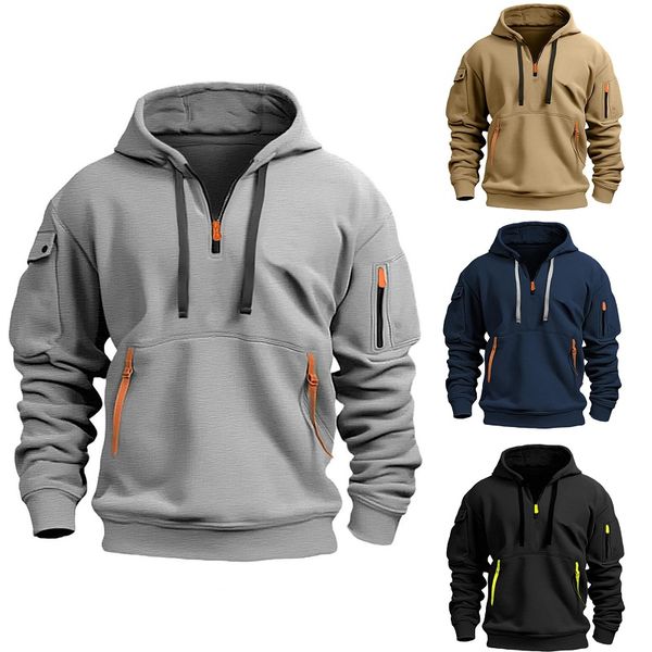 🔥💥【S-5XL】 Pánská mikina na zip s mnoha kapsami-3780670