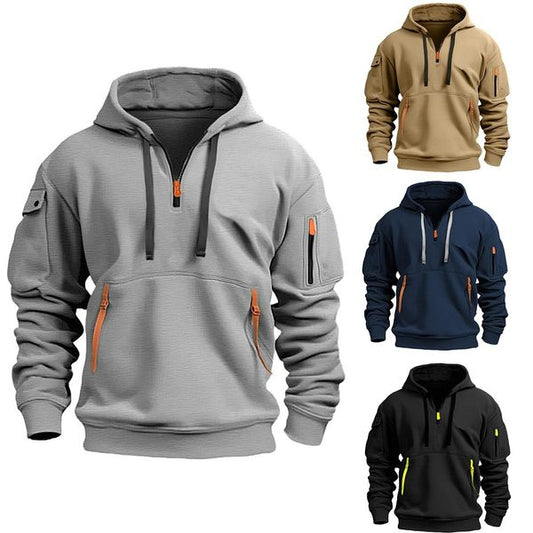 🔥💥【S-5XL】 Pánská mikina na zip s mnoha kapsami-3780670