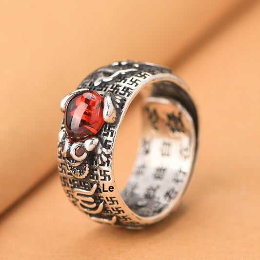 🔥💖Anillo de plata 999, estilo retro unisex con amuleto de la suerte Pixiu, fuerte y de moda._4247208
