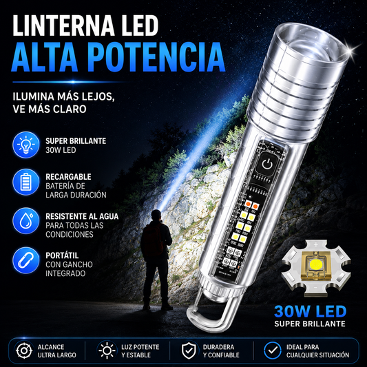 👍👍Linterna compacta de alta potencia con LED de múltiples fuentes, portátil y con una duración de batería ultralarga.