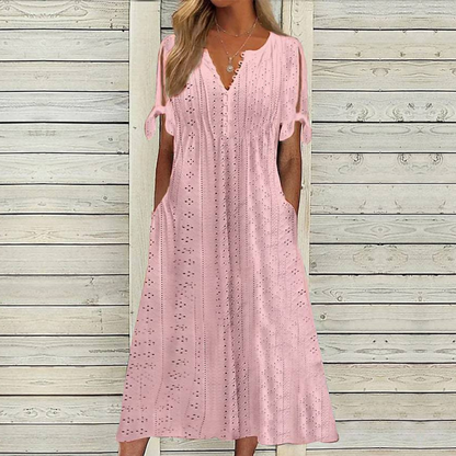【🏆Producto de Venta Caliente】👗Vestido de color sólido simple y elegante