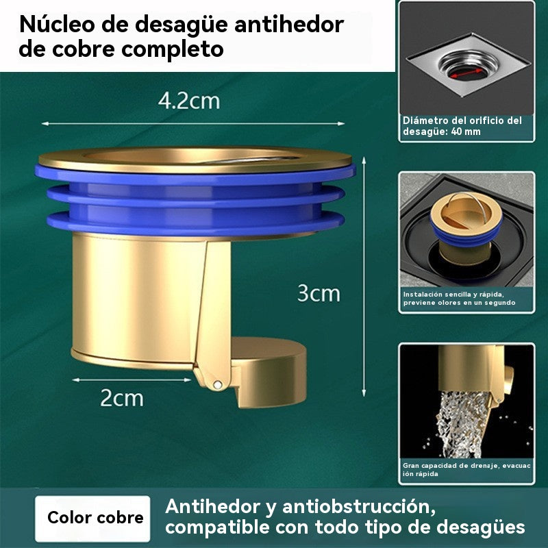 🔥¡Compra 1 y llévate 1 GRATIS!🔥 Desagüe universal de latón para suelo con núcleo desodorizante antiolor 🚿✨