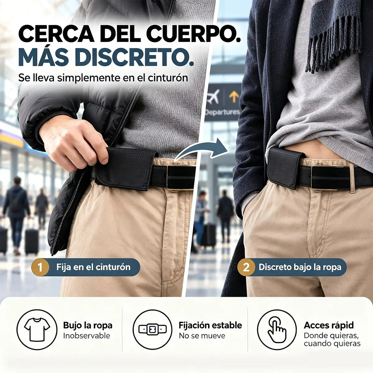 👝✨ Riñonera Mini de Viaje para Mujer y Hombre | Bolsa Compacta para Pasaporte, Dinero, Tarjetas y Documentos