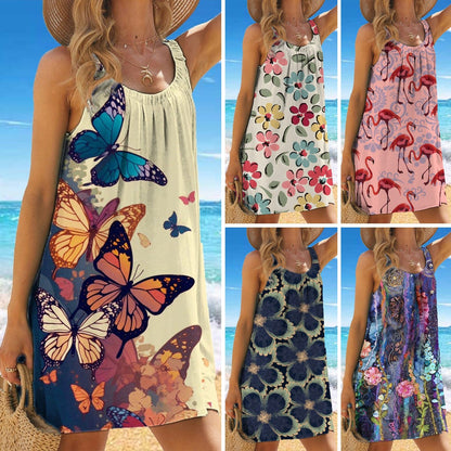 🎁✨🌊【S-5XL】2026 Nuevo vestido estampado con hombros descubiertos de verano