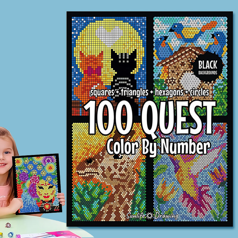 50% DE DESCUENTO🎄🎨Libro para colorear por números 100 QUEST
