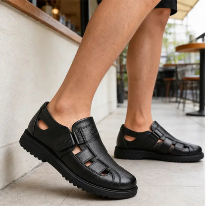 【38-44】👞Sandalias casuales antideslizantes de cuero genuino transpirables con diseño calado para hombre