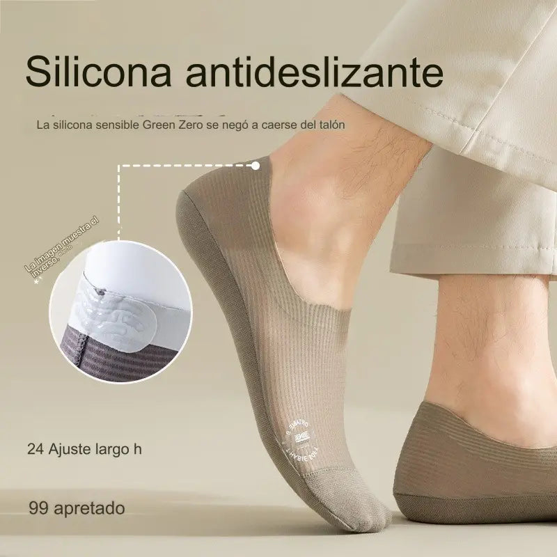🧦Paquete de 6 pares🧦 Calcetines invisibles para hombre: ¡Frescos, antideslizantes, transpirables y aptos para todas las estaciones!