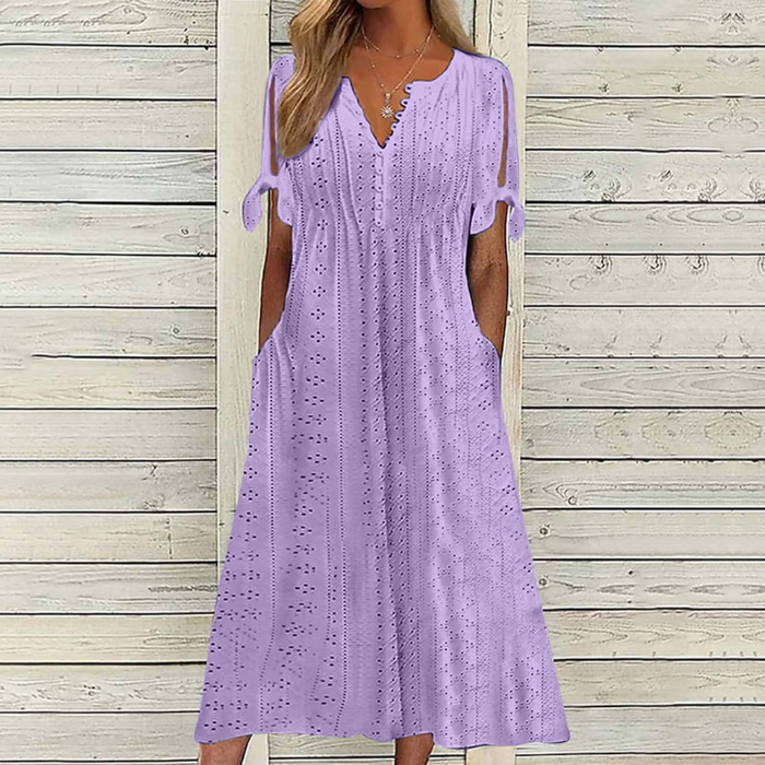 【🏆Producto de Venta Caliente】👗Vestido de color sólido simple y elegante