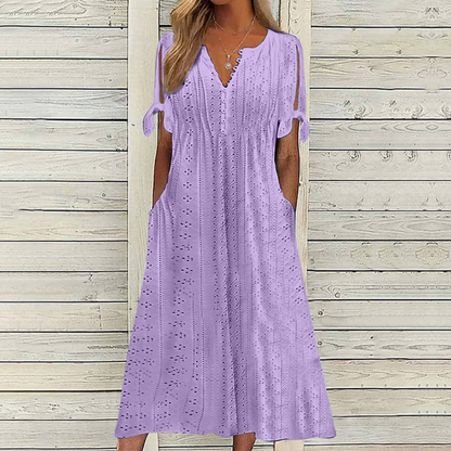 【🏆Producto de Venta Caliente】👗Vestido de color sólido simple y elegante