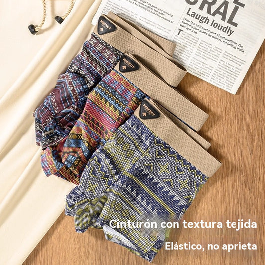 🎁【paquete de 4】Calzoncillos bóxer de algodón premium para hombre, diseño retro, panel de malla transpirable, cintura sin costuras, ropa interior que absorbe la humedad,_4239479