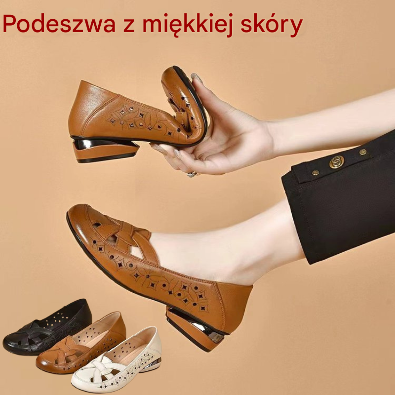 【35-40】2026 Nuevas sandalias de tacón bajo de piel auténtica con punta redonda para mujer_4235346