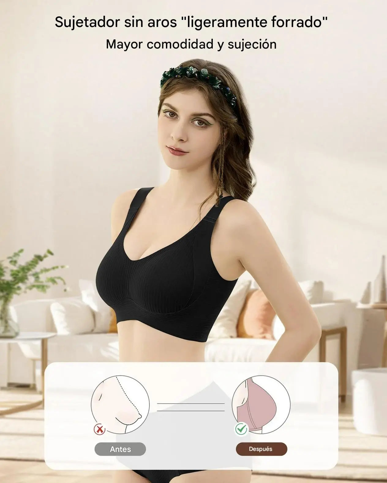 🧊[Paquete de 4] 🍃Sujetador de una pieza sin costuras ni aros para mujer - Transpirable y sin sudor ❤️ [40–95 kg]