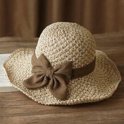 🎀 50% DE DESCUENTO 👒 | Sombrero de paja con lazo retro – Plegable y transpirable para el verano
