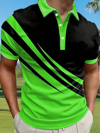 👔【S-6XL】Nueva camisa polo de verano para hombre con estampado 3D a rayas