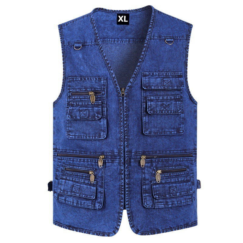 🔥 Nová kolekce -50% 🔥【XL-7XL】Nová pánská džínová vesta s více kapsami - Odolné, prodyšné a pohodlné