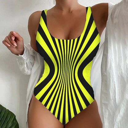 🥰【Snížení výprodejové ceny, časově omezená nabídka】🔥【S~6XL】Sexy jednodílné plavky s pruhovaným vzorem  3896866