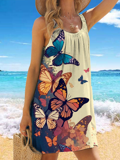 🎁✨🌊【S-5XL】2026 Nuevo vestido estampado con hombros descubiertos de verano