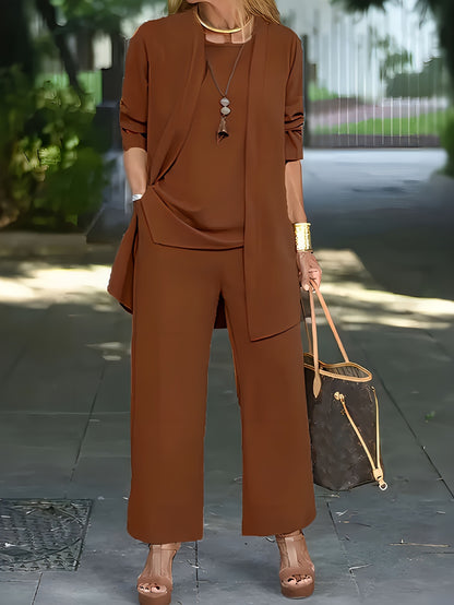🧥Elegante conjunto de 3 piezas para mujer con corte holgado🍂4289624