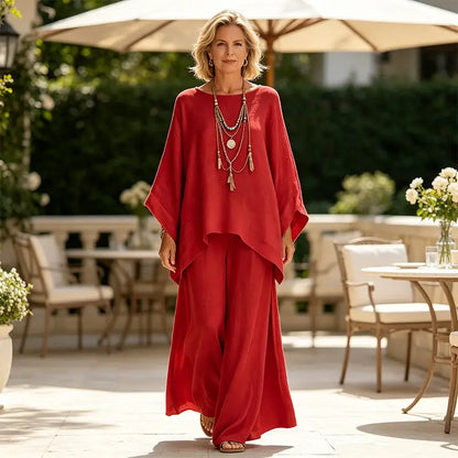 【S-3XL】🌸Conjunto de lino y algodón: camisa extragrande y pantalón de pierna ancha, estilo minimalista y moderno