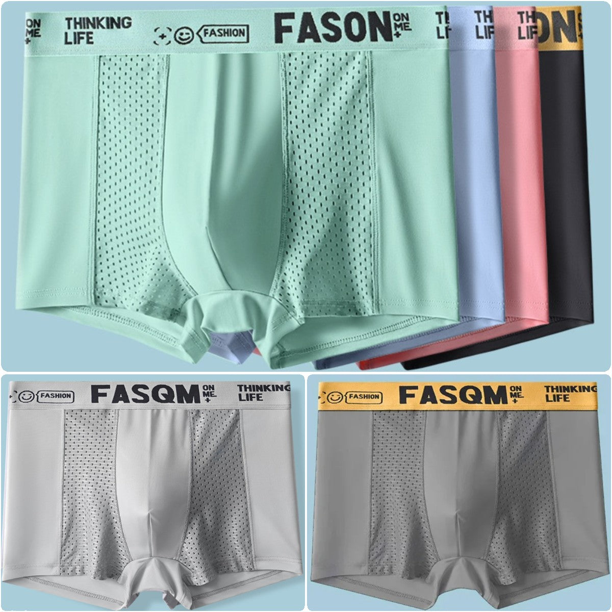 ⏰【6 piezas 29 euros】Calzoncillos bóxer de malla transpirable de seda helada para hombre